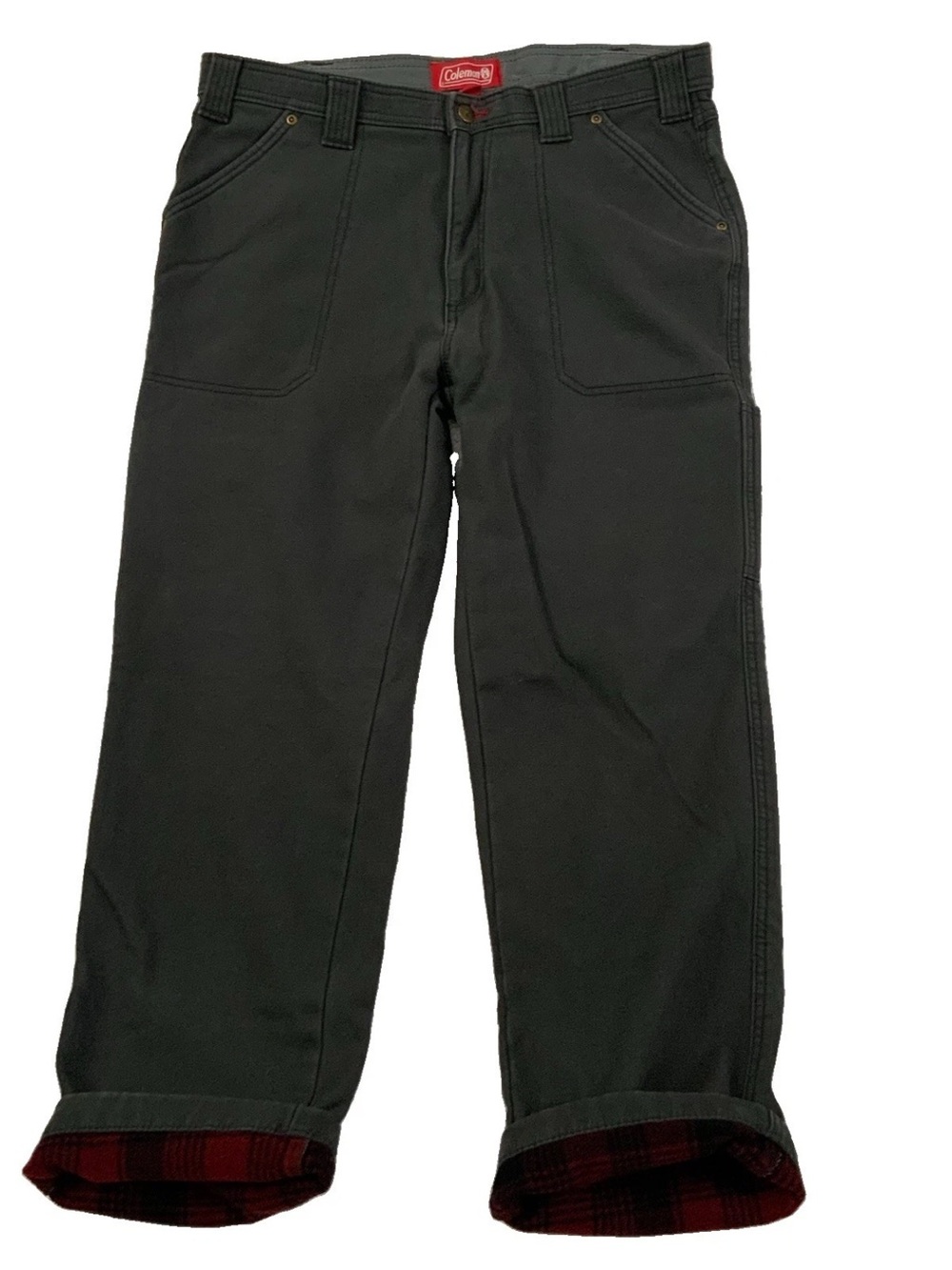 Coleman Men's 36x30 Fleece Lined Carpenter Work Utility Pants Gray Winter Cozy